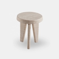Table d'appoint ronde en travertin, style italien, design trépied unique, mobilier nordique pour la maison