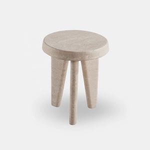 Mesa Auxiliar Redonda de Piedra Natural Travertino, Diseño de Trípode Único, Estilo Italiano, Muebles Nórdicos para el Hogar - Product Image 2