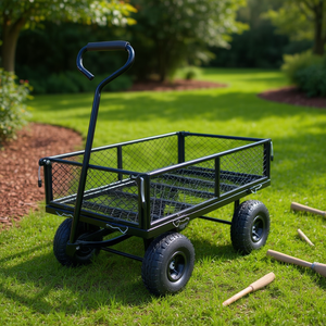Carrello da Giardino in Acciaio a 4 Ruote per Uso Intensivo, Capacità 250 Kg, Pneumatici da 10 Pollici, Maniglia Girevole, per Uso Esterno - Product Image 2