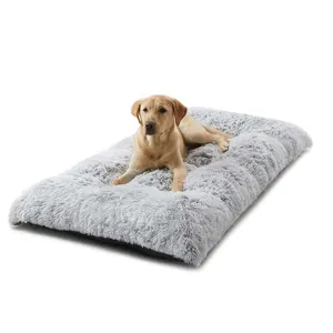 Peluş köpek sandık yatak için OUFA köpek yatakları uyku için kabarık rahat kulübesi ped; Kaymaz alt ile yıkanabilir köpek paspaslar