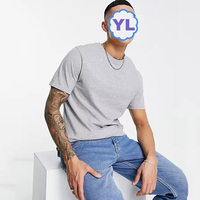 Volledig Katoen 220gsm Grijs Blanco Beuglijn T-Shirt Herfst Winter Basic T-Shirt Met Zijkanten Splits Voor Mannen Guangzhou Op Maat T-Shirt