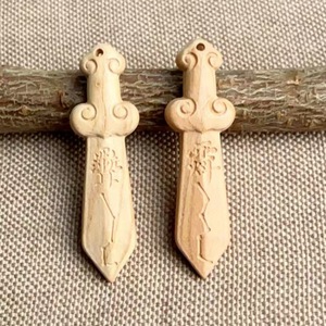 Colgantes de espada de madera Feicheng, amuletos temáticos de madera de durazno para regalo, joyería unisex - Product Image 4