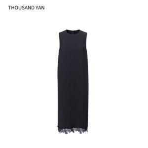 Abito da donna Thousand <span class=keywords><strong>Yan</strong></span> in triacetato al 63% con patchwork in pizzo, senza maniche, dritto, traspirante, resistente alle pieghe - Product Image 1