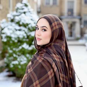 Hiyab Modal Estampado para Mujer, Diseño Tartán Musulmán, Transpirable, Elegante y Modesto, para las 4 Estaciones, con Logotipo Personalizado, Gran Venta 2026 - Product Image 1