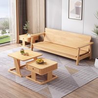 Sofá Cama Convertible Plegable de Madera Maciza Estilo Rústico, 2 en 1, Ahorra Espacio, Ideal para Apartamentos Pequeños