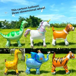 وحيد القرن الماكابيبارا الألبكة Kt القط سيارة البالون كشك حديقة ثلاثي الأبعاد الكرتون رقائق الألومنيوم البالون مع عجلات عنصر واحد - Product Image 2