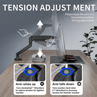 Support de moniteur ergonomique multi-angle VESA 100x100 réglable avec ressort à gaz pour bureau à domicile
