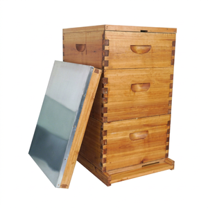 MengerBee New 3-Layer Complete Langstroth Beehive Box 10 Frame Beeswax Coated China Fir Wooden Bee Starter Kit Plastic Frames - Product Image 1