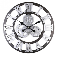 Jam Dinding Kayu Solid Mewah 3D Custom Moving Gear, Jam Dinding Dekorasi Rumah Modern Buatan Tangan OEM