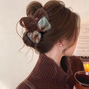 Vintage dua sisi busur cakar klip untuk wanita elegan musim gugur musim dingin aksesori rambut - Product Image 4