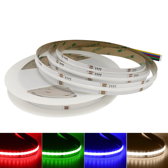 High Density RGBW COB LED Strip 12V 24V 5Pins Changeable RGBWW RGB White Flexible Smart COB LED Strip Light for Home Lighting