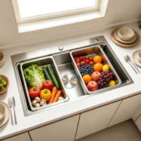 Évier de cuisine en acier inoxydable pour rénovation d'appartement, poste de travail, vente en gros, sans robinet