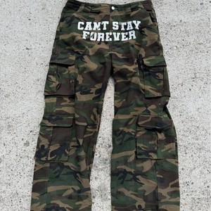 Özel tam Dtg Camo baskı kargo pantolon tuval 6 cep kargo pantolon erkekler geniş düz bacak boy Baggy Vintage yıkanmış pantolon - Product Image 1