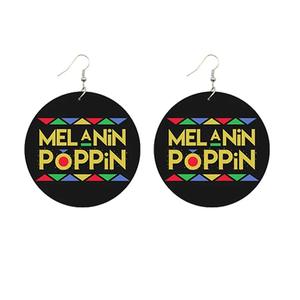 <span class=keywords><strong>Pendientes</strong></span> de doble impresión, Black Lives Matter Power Fist Afro, de madera, venta al por mayor - Product Image 2