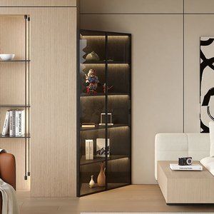 Librería Esquinera <span class=keywords><strong>de</strong></span> Madera Contemporánea con Vitrina Iluminada con LED, Ecológica, <span class=keywords><strong>de</strong></span> Gran Capacidad y Duradera - Product Image 1