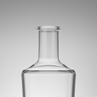 Bouteille carrée classique en verre extra clair 70cl vide pour gin et vodka, avec bouchon en liège et impression personnalisée du logo