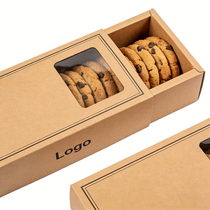 Kraft Paper Drawer Cookie <b>Boxes</b> With Window Custom Logo Four-Color Printing Recyclable Food Grade Packaging Recycled Materials - Product Image 2