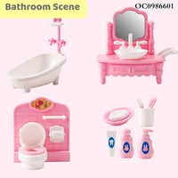 Simulation maquillage dressing plastique rose bébé jouet salle de bain chambre bricolage en plastique maison de poupée accessoires meubles ensemble jouets