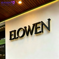 Insegna Artistica a LED con Bordo Luminoso, Lettere 3D in Acrilico Nero con Font Scritto a Mano e Icona Floreale, Insegna Personalizzata per Facciate di Caffè, Boutique e Negozi