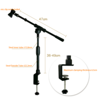 Support de microphone universel K-503-2B compatible, en métal, réglable en hauteur (36-49 cm), pour bureau et réunions