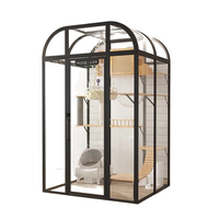 Grande cage pour chat DIY, villa pour chat, niche pour chat en bois massif avec verre panoramique, cage pour chat avec verre panoramique