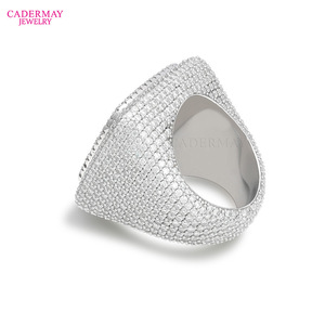 Cadermay Moissanite <b>Ring</b> <b>925</b> Sterling <b>Silver</b> Plated White Gold Geometric Baguette Design Unisex Hip Hop Fashion Jewelry - Product Image 4