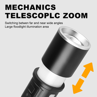 Lampe torche LED à double éclairage, bande latérale SMD, 7 modes, zoom, affichage numérique, rechargeable par Type-C, lampe tactique en aluminium