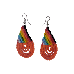 Pendientes de Aro Redondos con Cuentas Hechos a Mano en Uganda con Hilo Triangular, Joyería Étnica Linda para Fiestas - Product Image 1