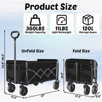 Chariot pliable robuste CE, capacité de 280 lb, roues tout-terrain pour le camping, les courses, les outils OEM