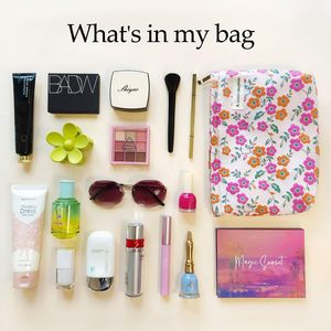 Graziosa piccola borsa per il trucco con motivi floreali, beauty case da viaggio con ampia capacità e chiusura a zip (personalizzabile) - Product Image 4