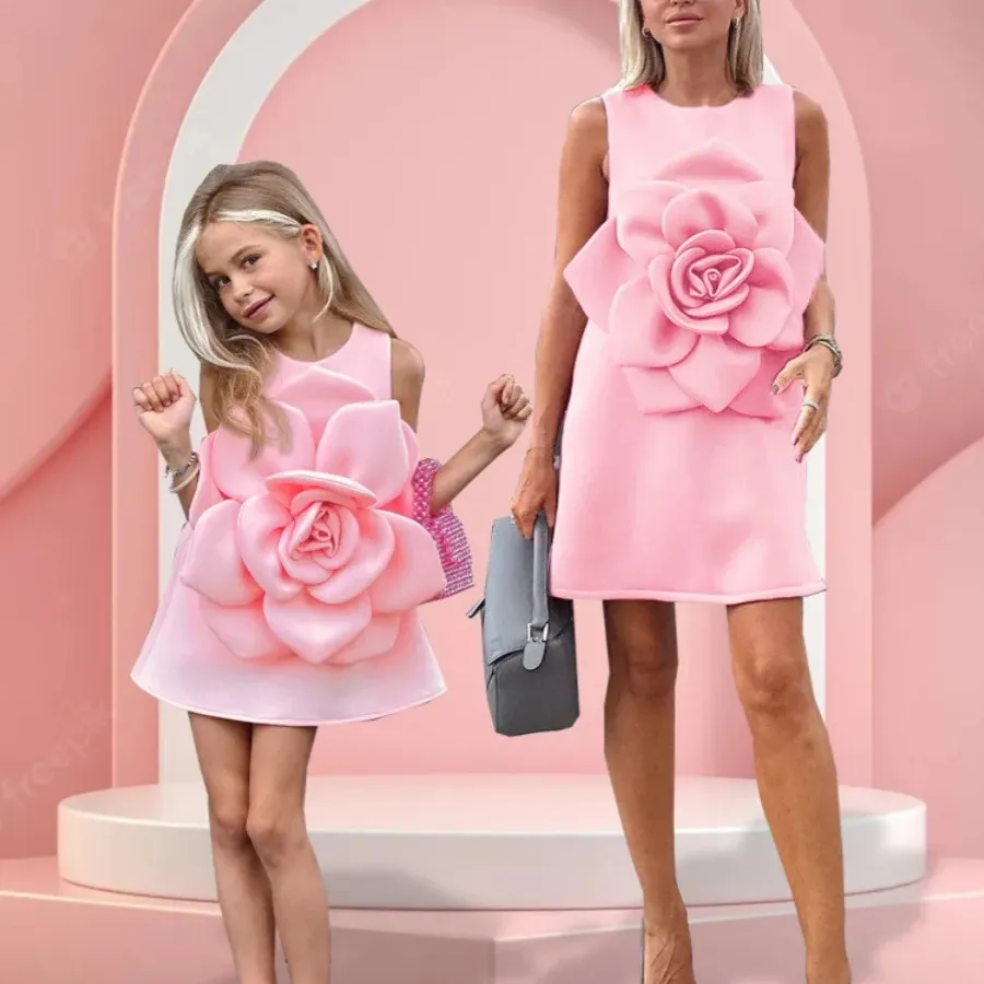 Boutique Ropa para Niñas 2024 nueva moda simple 3D flor A line pasarela rendimiento vestido de alta calidad diseño de vestido vestidos para niñas