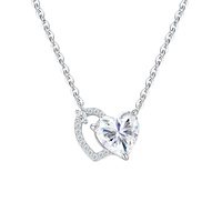 Collier ras du cou romantique en moissanite en forme de cœur, plaqué or 18 carats, pendentif délicat en argent sterling S925 pour bijoux de mariage féminins