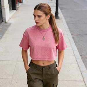 Custom Print Summer 100% Cotton women's Cropped t shirt low price Oversized Heavyweight Vintage washed t shirt for streetwear - Product Image 1