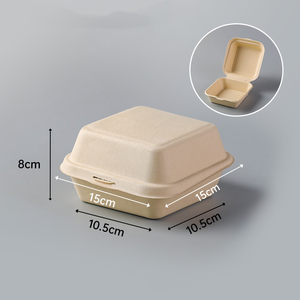 일회용 조가비 전자 레인지 생분해성 Bagasse 힌지 테이크 아웃 식품 용기 레스토랑 맞춤형 로고 - Product Image 2