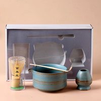Ensemble de thé matcha de style japonais, fouet à matcha en bambou, support pour fouet et bol à matcha en céramique