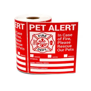 Pet Alert Stickers Inside Red Safety Alert Warning Window Door Stickers in Fire or Emergency Notify Rescue Personnel to Save Pet