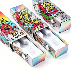 Custom <b>Empty</b> 3ml Vial Box Child Resistant Paper Drawer Packaging 0.5ml 1ml 2g Gram Cartridges CR Laser Silver Paper <b>Boxes</b> - Product Image 6