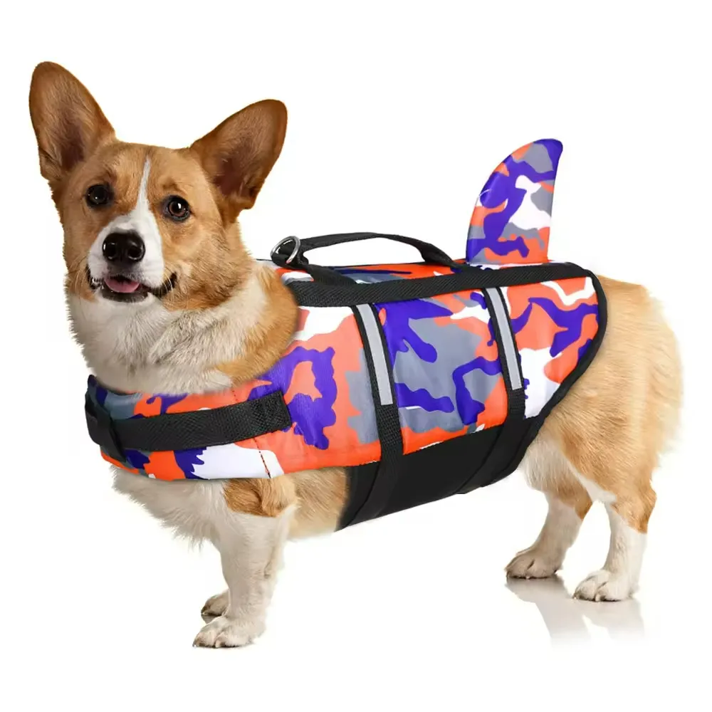 Chaleco de seguridad para mascotas Juice, salvavidas ajustable reflectante, con traje de baño de camuflaje para nadar, chaleco salvavidas para perros