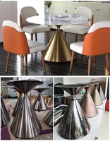 Base de table à manger ronde moderne en métal, pieds en acier inoxydable doré pour plateau en pierre frittée ou marbre, cadre de table personnalisé en acier au carbone