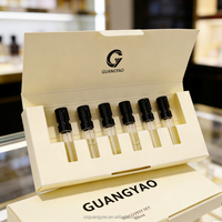 Coffret d'exploration de parfums personnalisé de 6 pièces avec texture en relief, échantillons de test de 1 ml et 2 ml, boîte miniature avec insert