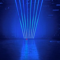 Barre de projecteurs mobiles professionnelle à 8 faisceaux laser rouges, sonorisée, avec rideau de pluie, éclairage de scène oscillant DMX512 pour DJ, discothèque et boîte de nuit