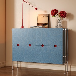 Credenza a doppia anta <span class=keywords><strong>in</strong></span> <span class=keywords><strong>legno</strong></span> <span class=keywords><strong>massello</strong></span>, stile nordico italiano, senza vernice, per soggiorno, sala da pranzo o studio - Product Image 3
