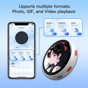 Badge numérique électronique avec écran tactile HD de 1,8 pouce, transfert de photos et de vidéos <span class=keywords><strong>GIF</strong></span>, badge anime, badge WIFI - Product Image 1