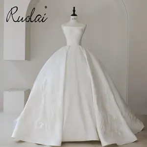 Ruolai ZD05160 간단한 공주 민소매 끈이없는 신부 가운 웨딩 드레스 웨딩 드레스 신부 가운
