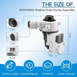 Ensemble de <span class=keywords><strong>pompe</strong></span> de vidange pour lave-linge W10919003 W10775446 pour <span class=keywords><strong>Whirlpool</strong></span> Maytag Kenmore Amana - Product Image 2