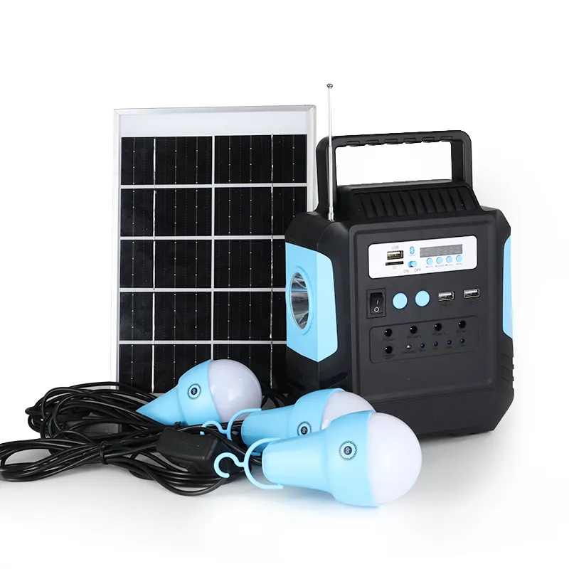 Lampe solaire rechargeable campinig mini panneau solaire système d'énergie kits d'éclairage solaire avec haut-parleur sans fil