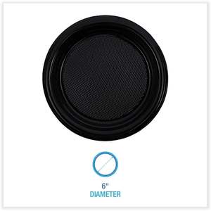 Assiette jetable en plastique noir haute résistance Boardwalk de 6 pouces, 1000 pièces/carton - Product Image 2