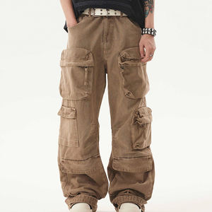 Custom Design Logo Vintage stile Y2K grigio <span class=keywords><strong>tute</strong></span> da <span class=keywords><strong>uomo</strong></span> ampio Camper più tasche pantaloni Cargo da <span class=keywords><strong>uomo</strong></span> - Product Image 4