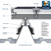 Système de fixation de panneaux solaires pour toit trapézoïdal H2 Solar, acier inoxydable SUS304, joint EPDM, C&I PV
