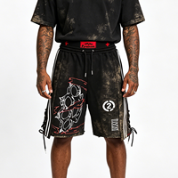 Shorts de sport cargo délavés à double taille avec cordon de serrage pour hommes et femmes, style Knuckle Duster